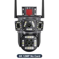 12MP 6K kelių objektyvų „WiFi“ kamera lauko judesių stebėjimas, trys ekranai 360° vaizdas IP kameros saugos apsauga PTZ vaizdo stebėjimas 6K 12MP No Card