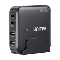 GaN tinklo įkroviklis - Unitek P1229ABK01-EU | 100W 2x USB-C 2x USB-A