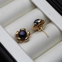 Real Cultured Freshwater Pearl Earring 925 Silver,Wedding Cute Black Pearl Stud Earrings Wife Girl Birthday