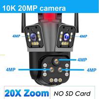 10K 20MP WiFi IP kamera lauke 20x priartinimo stebėjimo kamera Ai Track penkių objektyvų trijų ekranų gatvės CCTV PTZ vaizdo kamera 360° 10K Camera