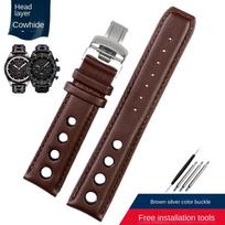 Originalios odos laikrodžio apyrankė Tissot 1853 Sporto Lenktynių serijai PRS516 T91 T044 Minkšta karvės odos juosta 20mm Sulankstomas užsegimas apyrankė 20mm no clasp