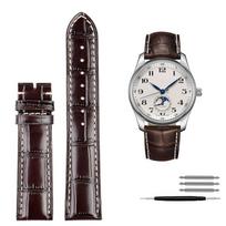 Longines Masters Collection L2 L3 L4 laikrodžio dirželis Juosta Apyrankė Karvės odos Drugelio sagtelė vyriškas laikrodžio dirželis mėlynas rudas 20mm