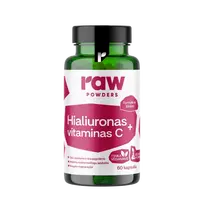 RAW POWDERS Hialuronas + vitaminas C, 60 kapsulių