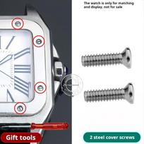 Cartier Santos 100 vyriškam moteriškam laikrodžiui Varžtas Veido dangtelis Apatinis dangtelis Varžtas Nerūdijančio plieno Varžtas metaliniai Priedai Nemokami įrankiai Santos Men watch