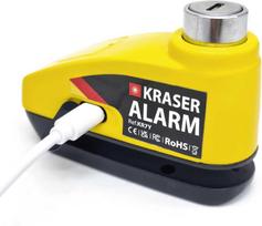 KRASER motociklo stabdžių disko spyna su signalizacija, 7 mm kaištis, USB įkraunama, KR7Y