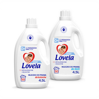 Lovela Baby skalbimo skysčio rinkinys kūdikių drabužiams 2 × 4,5L (100 skalbimų)