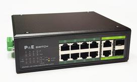 PoE šakotuvas 8x100Mbps PoE + 2x Gigabit UPLINK, SFP, 120W Industrial