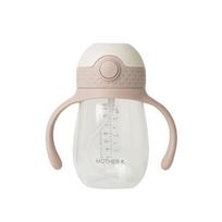 Mother-K HUG PP pagrindo gertuvė su šiaudeliu, 240 ml., Beige
