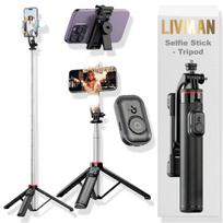 Asmenukių lazda ("Selfie sticks") LIVMAN C13d - daugiafunkcis asmenukių lazdas ir trikojis su nuotolinio valdymo pultu ir LED apšvietimu, 1,3m