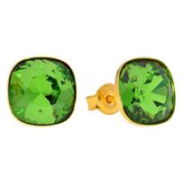 Sidabriniai auskarai moterims DiamondSky „Glare (Fern Green)“ su Swarovski kristalais