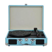 Muzikinis centras Įrašų grotuvas fonografas vinilo plokštelių grotuvas fonografas retro vinilo grotuvas garsiakalbis garso MDY-1603 mėlynas Europos standartas
