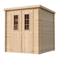 Medinis sodo namelis Timbela M309C su grindimis - A200 x 204 x 204 cm, rudas