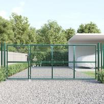 vidaXL Tinkliniai sodo vartai, žali, 350x125 cm, cinkuotas plienas
