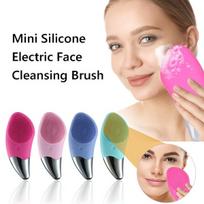 Mini silikoninis elektrinis veido valymo šepetėlis, rožinė
