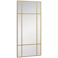 HOMCOM Sieninis veidrodis 110 x 50 cm dekoratyvinis veidrodis su metaliniu rėmu, stačiakampis veidrodis miegamajam, vonios kambariui, aukso spalvos