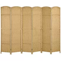 HOMCOM Ekranas 6 dalių 240 x 170 cm kambario pertvaros pertvara, pagaminta iš bambuko, sulankstoma pertvara kambario pertvara privatumo ekranas gyvenamajam kambariui gamtoje