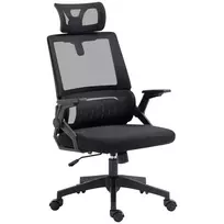 Ergonomiška biuro kėdė, reguliuojama galvos atrama ir porankiai - juoda
