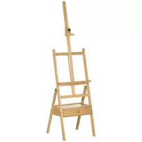 Sulankstomas medinis molbertas su laikikliu, skirtas iki 92 cm aukščio drobėms