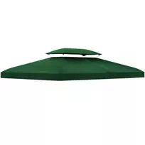 Pakaitinis stogelis sodo paviljonui, poliesteris, 3x4 m, žalias