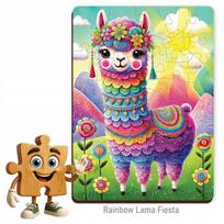 Mediniai dėlionė 40 vnt. Vaivorykštės Lamos Fiesta vaikams Wooden.city