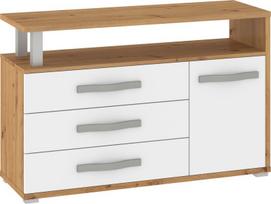 Komoda Meblocross Angel ANG-04 1 durys 3 stalčiai, moderni medžio imitacija