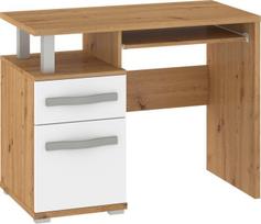 Rašomasis stalas Meblocross ANG-02 Ąžuolas Artisan/Baltas, su stalčiumi, durelių spintelė