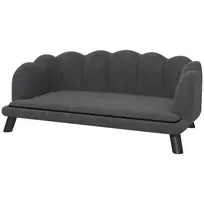 Prabangus guolis šunims, sofa, medinės kojos, tamsiai pilka 98,5x60,5x35,5cm