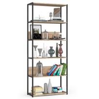 Atviros lentynos AKORD Industrial Loft 800 juodas rėmas ąžuolas Sonoma 80x32x192 cm