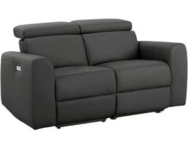 Dvivietė sofa su elektrine poilsio funkcija Notio Living Capena, dirbtinė oda, pilka
