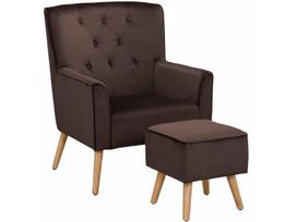 Fotelis su pufu Mandy Velvet, rudas