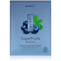 Veido kaukė KORIKA SuperFruits mėlynių detoksikuojanti lakštinė kaukė 25 g visiems odos tipams