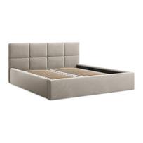 Taupe spalvos iš aksomo dvigulė lova audiniu dengta su sandėliavimo vieta su lovos grotelėmis 140x200 cm Hiko – Makamii