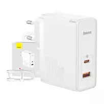 Baseus GaN5 Pro travel charger | 100W | GaN | USB-C, USB-A | with USB-C to USB-C cable included | white