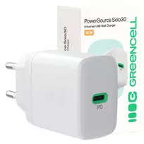 GREEN CELL PowerSource Solo30 travel charger | 30W | PD, QC, PPS | USB-C | white