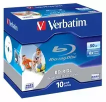Verbatim BD-R Data Discs 50GB 6x Dual Layer Wide Printable No ID 10-Pack Jewel Case