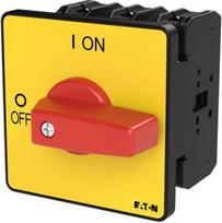 On-Off switch, P3, 63A, flush mounting, 3P, with red thumb grip and yellow front plate, P3-63/E-RT 005743 | 4015080057437