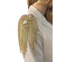 Fringe Rhinestone Epaulette Waterdrop Shoulder Epaulette Sparkling Tassel Epaulet Accessory for Costume Party sidabras