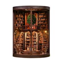 DIY Wooden Book Nook Figurines Miniatures Wisdom Rings Book Repository Bookend Home Decor Crafts For Friends Birthday Gifts