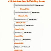 49pcs 410 Stainless Steel Truss Head TEK Self-Drilling Screws, #8 Metal/Furniture Sheet Wood, 1/2''(13mm) to 2''(50mm), 49 Pcs 16mm