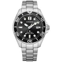 CITIZEN PROMASTER MARINE serijos Nardymo laikrodis 200m Modelis Šviečiantys rodyklė ir vienpusio sukimosi karūnėlė Vyriškas Eco-Drive laikrodis, Juodas, Žymės, Bezelis, juoda