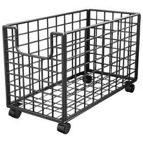 Metalinis laikymo organizatorius su 4 ratukais, saugus, apsaugotas nuo apvirtimo, didelės talpos laikymo dėžė kambariui, vaikų darželiui, žaidimų kambariui, smulkių daiktų laikymo krepšys juoda