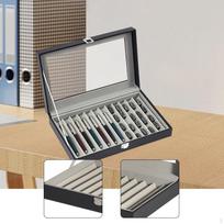Rašiklių vitrina 12 langelių dėžutė Apsauga Kolekcijos dėklas Organizatorius biurui namams Beige Lining