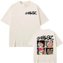 Gorillaz Roko Grupė Vintažinis Animacinis Grafinis Marškinėliai Unisex Harajuku Stiliaus Klasikinis Perdyelis 100% Medvilnė Streetwear Marškinėliai S