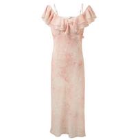 Sancai Floral Ruffle A-Line Slip Maxi Dress L