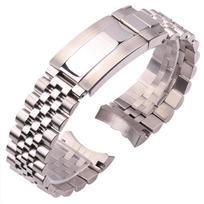20 mm 904L nerūdijančio plieno laikrodžio apyrankė NH35 NH34 Sub stiliaus korpusui Šlifuotas Oyster tipo dirželis Glide Lock užsegimas Lenktas galas 20mm sidabras