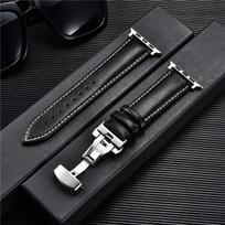 Casual Leather Watch Straps for Apple Watch Ultra 9 8 7 6 SE 5 4 3 Butterfly Steel Buckle Watchband 38/40/41mm 42/44/45/49mm 42mm 44mm 45mm 49mm