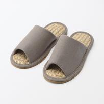 MUJI Malaya Grass Open XL Light 76410065 Slippers, Front, (Sizes 26.5-28cm), Brown,