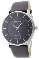 Citizen Eco-Drive vyriškas plonas saulės energija maitinamas laikrodis su tikros odos dirželiu Papildomas vietinis modelio numeris BJ6480-51E/DBR.