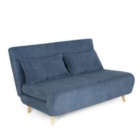 Homla SOLACE 2 vietų miegamoji sofa iš kordurojaus – kompaktiškas mėlynas komfortas su miego funkcija