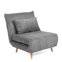 Kompaktiška „SOLACE“ vienvietė pilkos kordurojos sofa-lova – išmani komforto išeitis bet kuriam kambariui